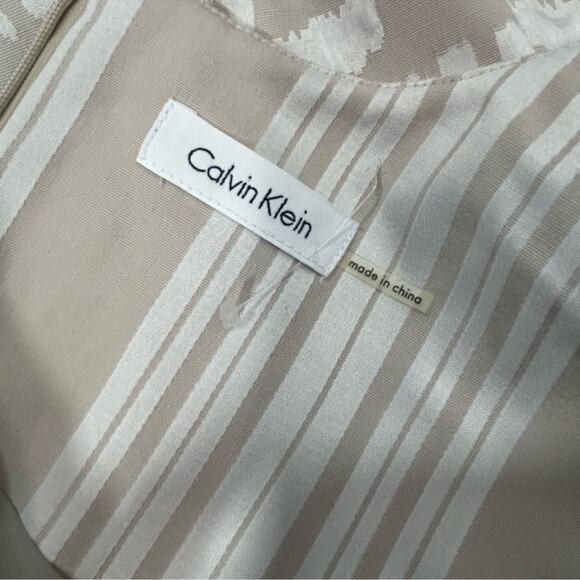 Calvin Klein Sheath Midi Dress Beige White Ombre Shadow Pattern Size 10 - Picture 11 of 13